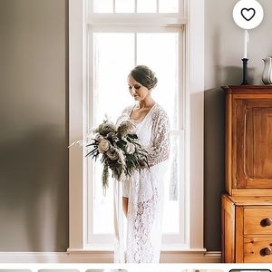 Lace Bridal robe with satin underneath& “MRS” belt